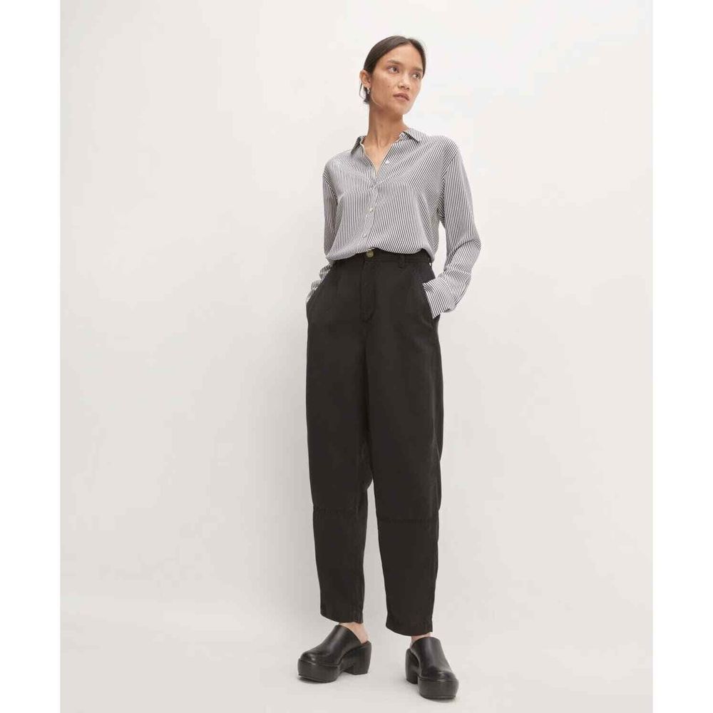 Everlane The Tencel Relaxed Chino Pant Black Soft Pockets Size 16 NWT